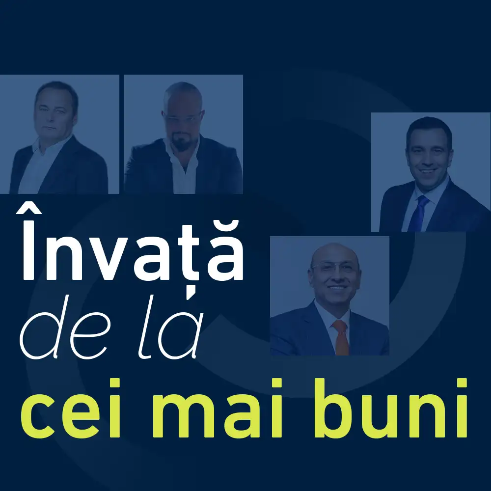 Banner cu mesajul „Învață de la cei mai buni” pentru DEVOS 15 – ediția aniversară 10 ani BIZZ.CLUB Iași, tema Work Life Balance și Minte sănătoasă în corp de antreprenor sănătos